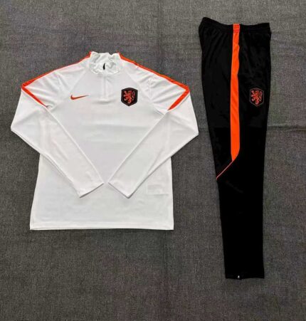 Kids Netherlands 2026 World Cup Half-zip White Tracksuit