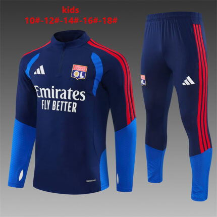 Kids Olympique Lyonnais 2026/27 Half-zip Royal Blue Tracksuit