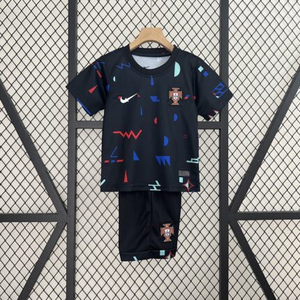 Kids Portugal 2024 Black Wear Training Jersey
