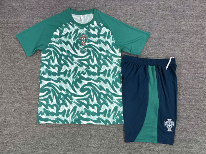 Kids Portugal 2026 World Cup Camo Green White Training Jersey