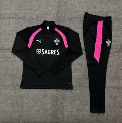 Kids Portugal 2026 World Cup Half-zip Black Tracksuit