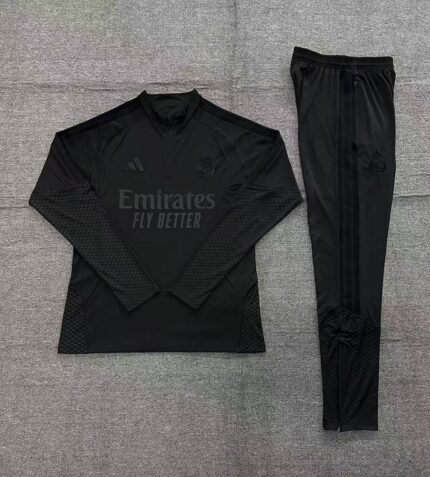 Kids Real Madrid 2026/27 All Black Half-zip Tracksuit