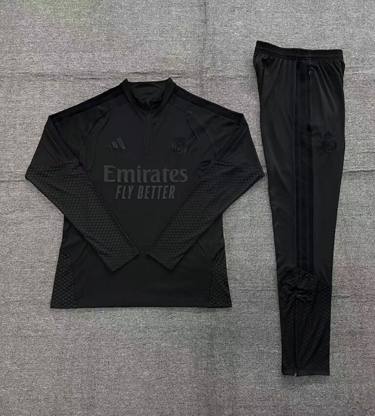 Kids Real Madrid 2026/27 All Black Half-zip Tracksuit