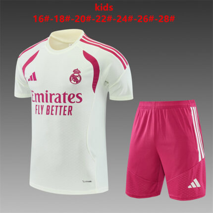 Kids Real Madrid 2026/27 Beige Pink Training Jersey