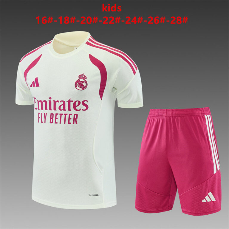 Kids Real Madrid 2026/27 Beige Pink Training Jersey