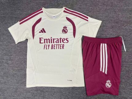 Kids Real Madrid 2026/27 Beige Pink Training Jersey