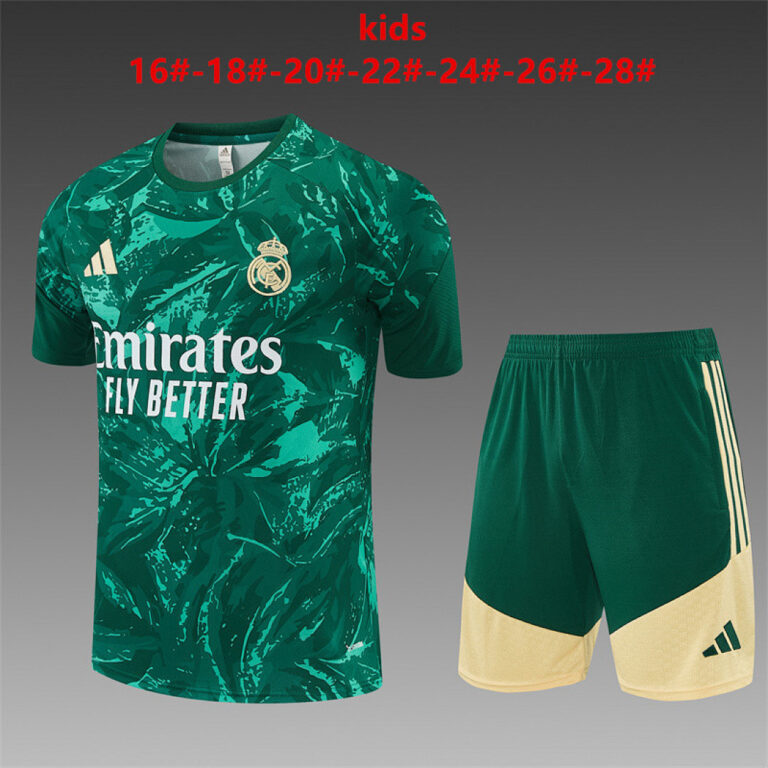 Kids Real Madrid 2026/27 Camo Green Training Jersey