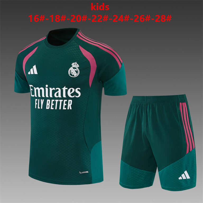 Kids Real Madrid 2026/27 Dark Green Pink Training Jersey