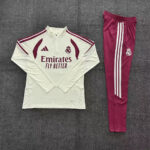 Kids Real Madrid 2026/27 Half-zip Beige Pink Tracksuit