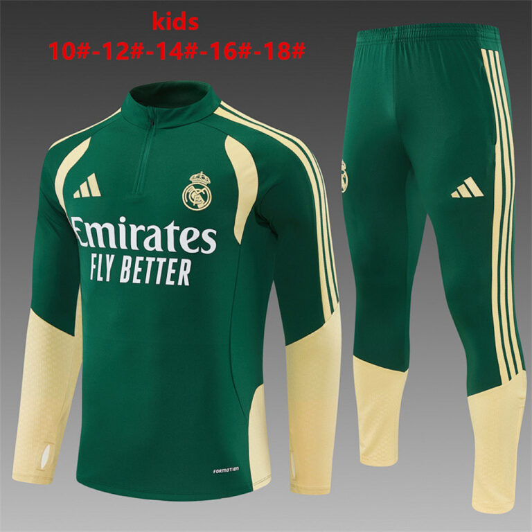 Kids Real Madrid 2026/27 Half-zip Green Tracksuit