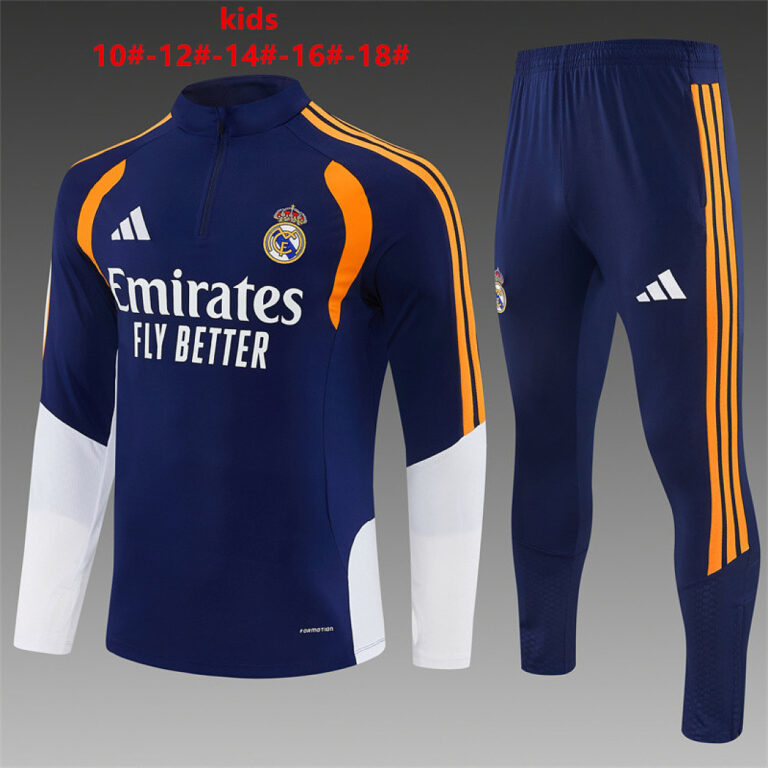 Kids Real Madrid 2026/27 Half-zip Royal Blue Yellow Tracksuit