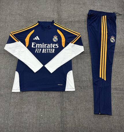 Kids Real Madrid 2026/27 Half-zip Royal Blue Yellow Tracksuit