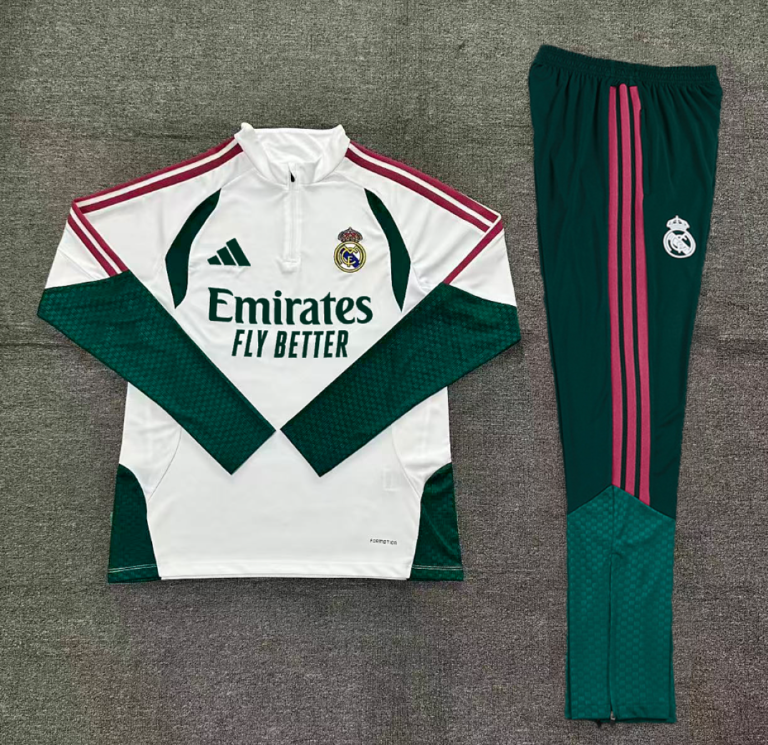 Kids Real Madrid 2026/27 Half-zip White Green Tracksuit