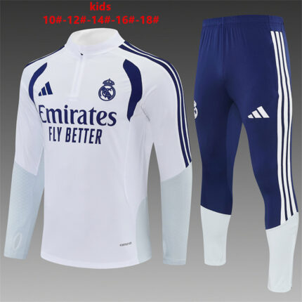 Kids Real Madrid 2026/27 Half-zip White Tracksuit