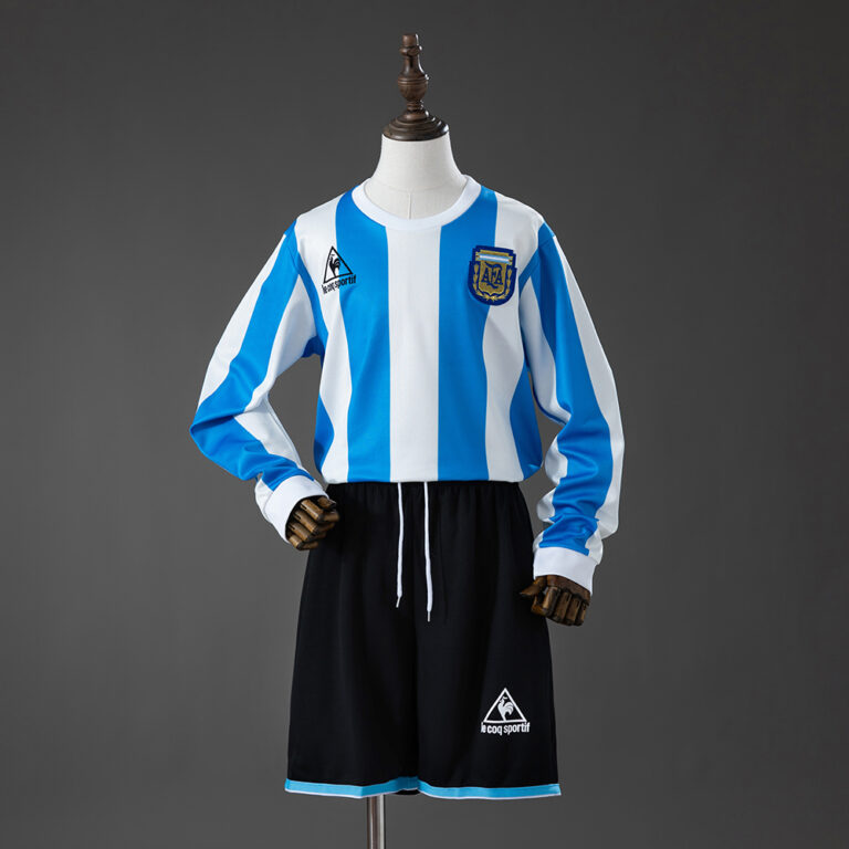 Kids Retro Argentina 1998 World Cup Home Long-Sleeved Kit