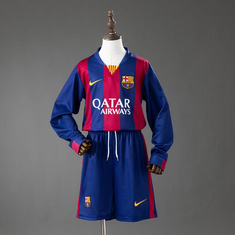 Kids Retro Barcelona 2014/15 Home Long-Sleeve Long Sleeve Kit