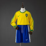 Kids Retro Brazil 1998 World Cup Home Long Sleeve Kit