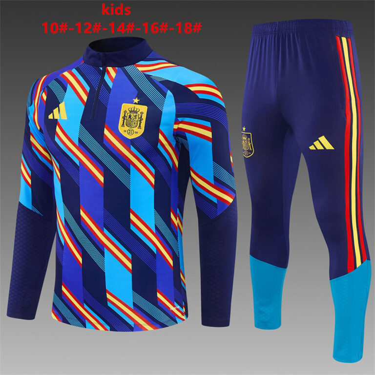 Kids Spain 2026 World Cup Camo Half-zip Royal Blue Tracksuit