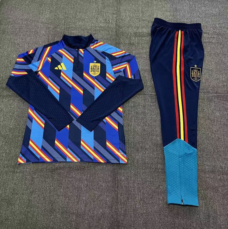Kids Spain 2026 World Cup Camo Half-zip Royal Blue Tracksuit