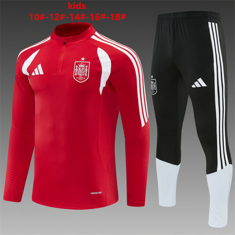 Kids Spain 2026 World Cup Half-zip Red White Tracksuit
