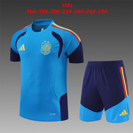 Kids Spain 2026 World Cup Two-star Edition Light Blue Training Jersey