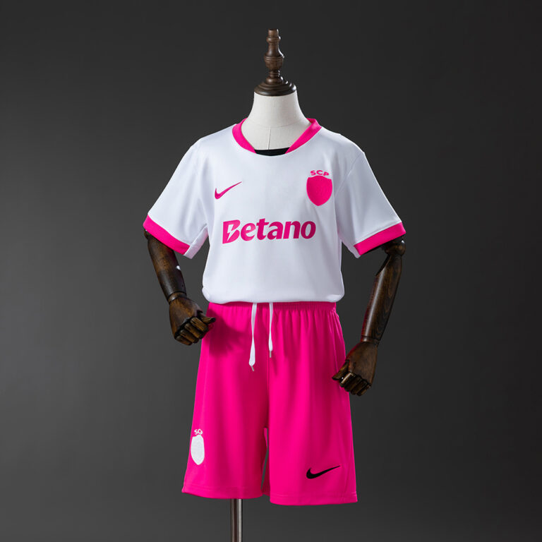 Kids Sporting CP 2025/26 Lisbon White and Pink Special Edition Kit