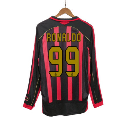 Mens AC Milan Retro Home Jersey Long Sleeve – Ronaldo 99
