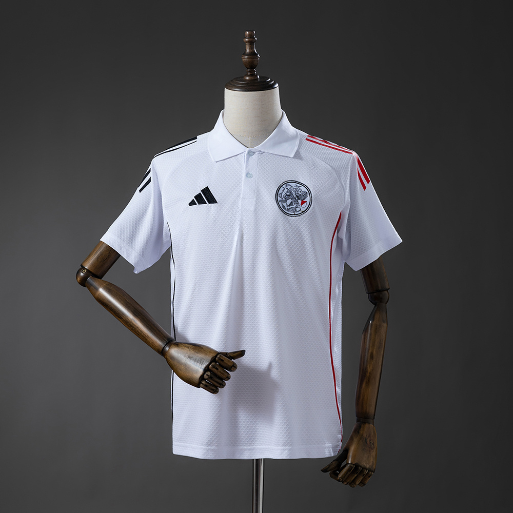 Mens Ajax 2025/26 White Polo Mens Ajax 2025/26 White Polo