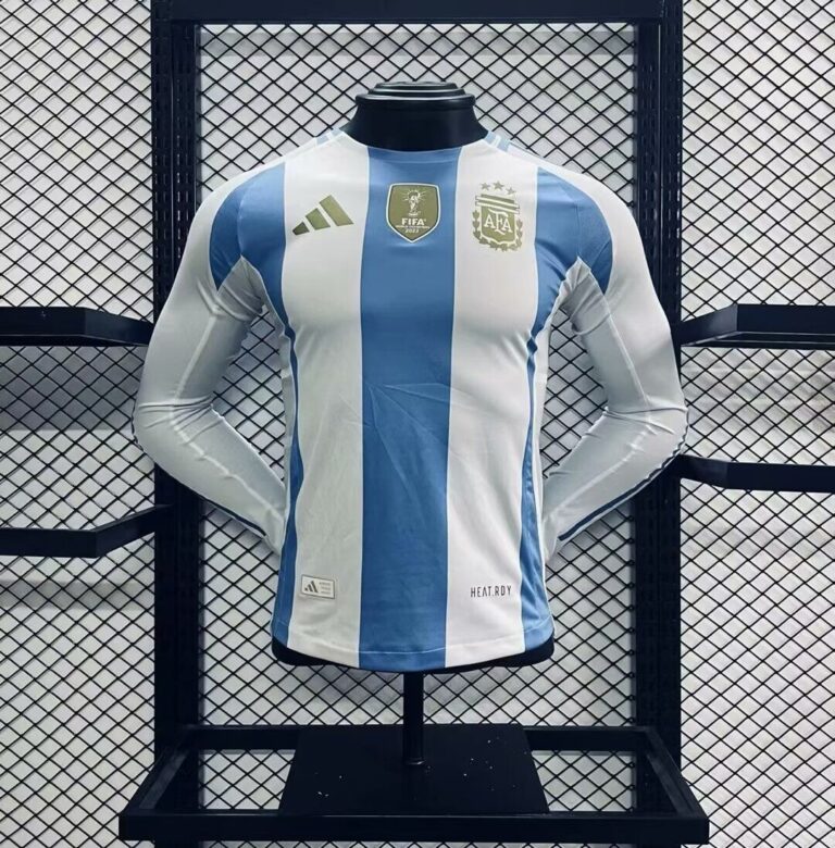 Mens Argentina 2024 Home Long Sleeve Jersey Player Version