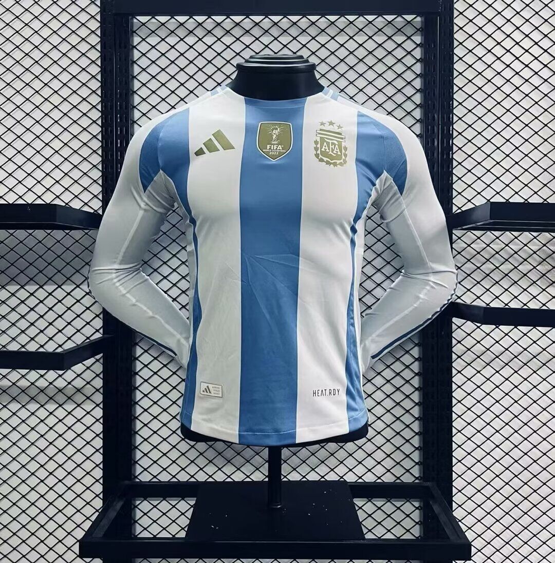 Mens Argentina 2024 Home Long Sleeve Jersey Player Version Mens Argentina 2024 Home Long Sleeve Jersey Player Version