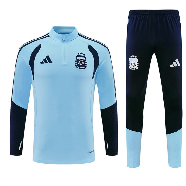 Mens Argentina 2026 World Cup Half-zip Light Blue Tracksuit