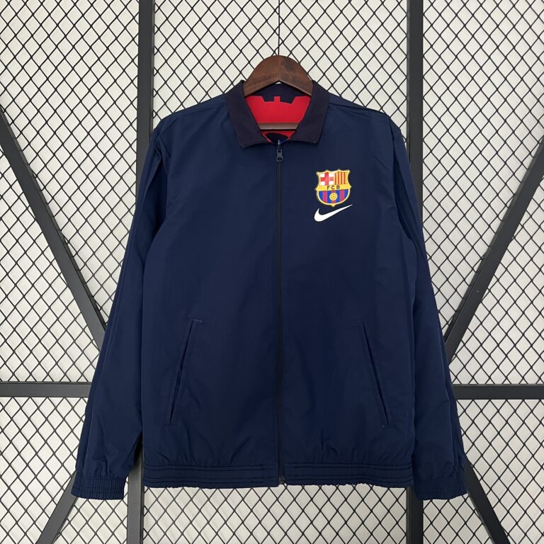 Mens Barcelona 2023/24 Trench Coat Reversible Windbreaker Jacket