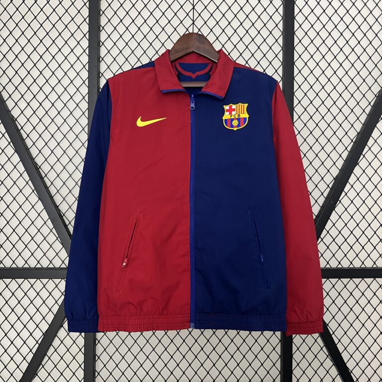 Mens Barcelona 2024/25 Trench Coat Reversible Windbreaker Jacket