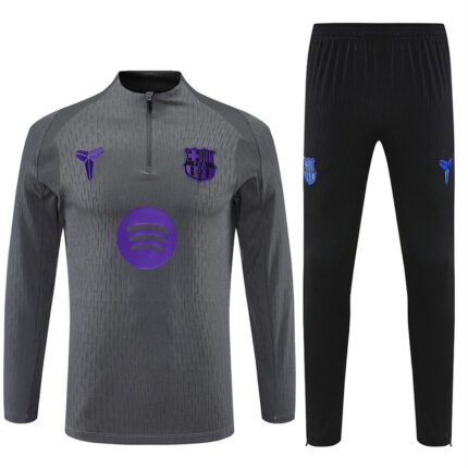 Mens Barcelona 2025 Collaboration Half-zip Gray Tracksuit