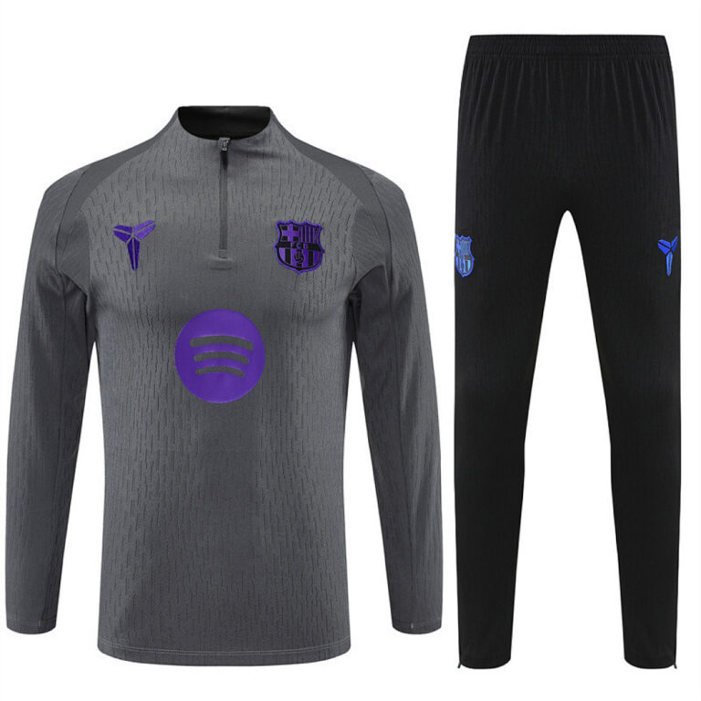 Mens Barcelona 2025 Collaboration Half-zip Gray Tracksuit