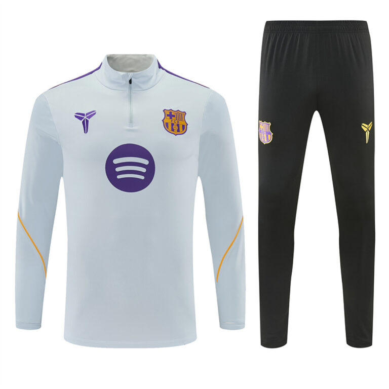 Mens Barcelona 2026/27 Collaboration Half-zip Light Gray Tracksuit