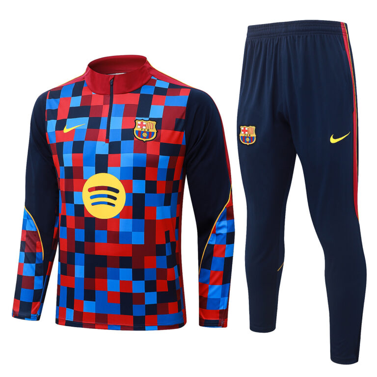 Mens Barcelona 2026/27 Half-zip Colorful Grid Tracksuit