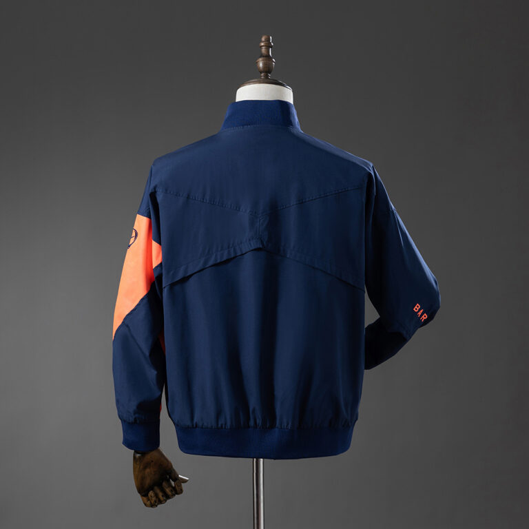 Mens Barcelona Windbreaker Navy Blue & Orange Jacket