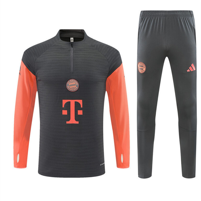 Mens Bayern Munich 2025 Half-zip Dark Gray Tracksuit Player Version