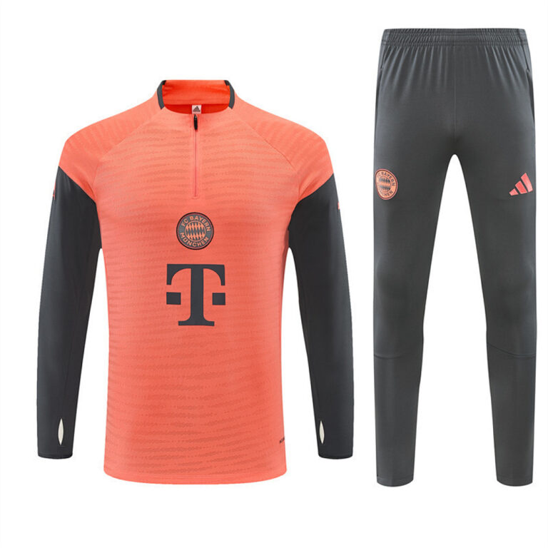 Mens Bayern Munich 2025 Half-zip Orange Tracksuit Player Version