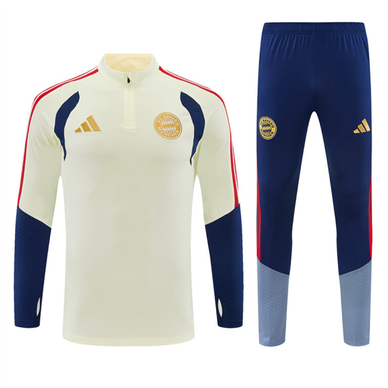 Mens Bayern Munich 2026/27 Half-zip Beige Tracksuit