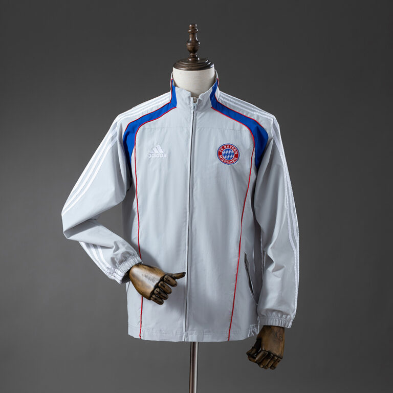 Mens Bayern Munich Windbreaker Light Grey Jacket