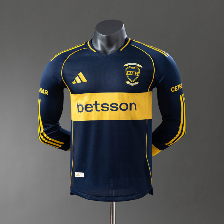 Mens Boca Juniors 2025/26 Home Long Sleeve Jersey Player Version