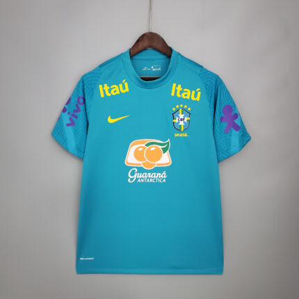 Mens Brazil 2021 Blue Retro Style Training Jersey