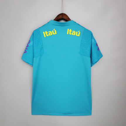 Mens Brazil 2021 Blue Retro Style Training Jersey