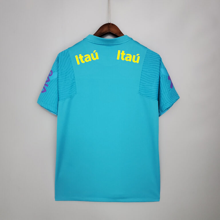 Mens Brazil 2021 Blue Retro Style Training Jersey