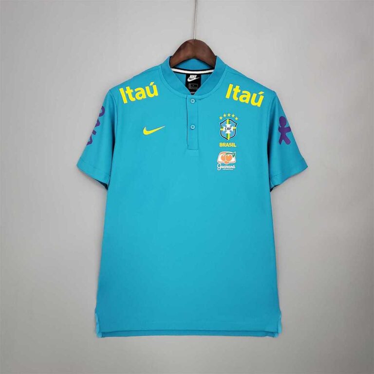 Mens Brazil 2021 Pre_match Blue Retro Style Jersey