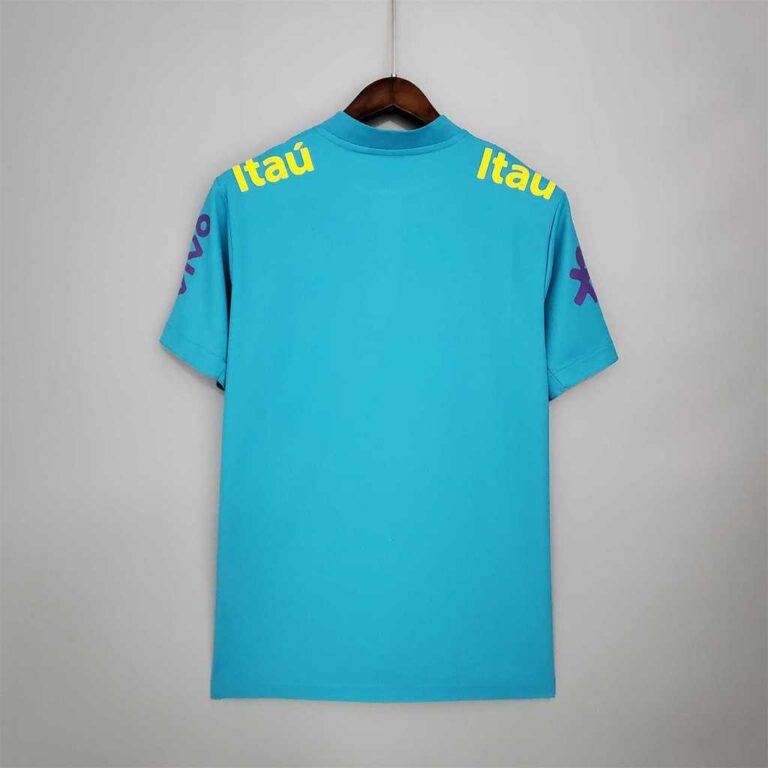 Mens Brazil 2021 Pre_match Blue Retro Style Jersey