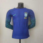 Mens Brazil 2022 World Cup Away World Cup Long Sleeve Jersey Player Version