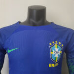 Mens Brazil 2022 World Cup Away World Cup Long Sleeve Jersey Player Version
